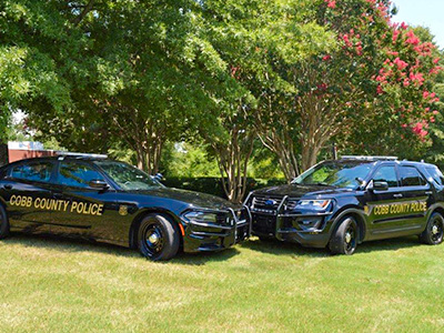 two police cars in park
